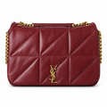 YSL Jamie Quilted Leather Flap Shoulder Bag Burgundy