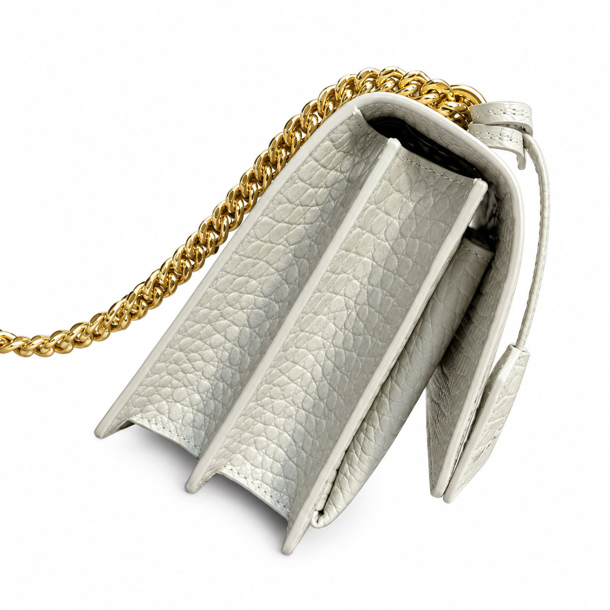 YSL Sunset Medium Bag Cream Croc