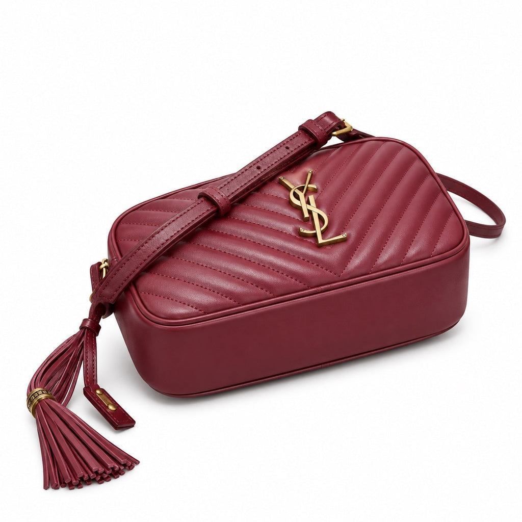 Saint Laurent YSL Lou Large Camera Bag – Burgundy Gold