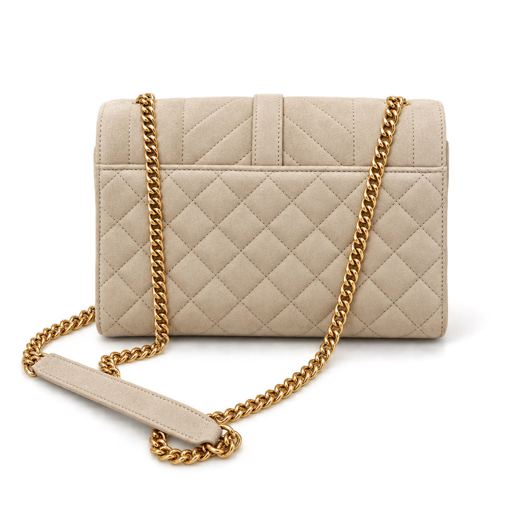 Saint Laurent YSL Envelope Small Bag – Cream Quilted Suede