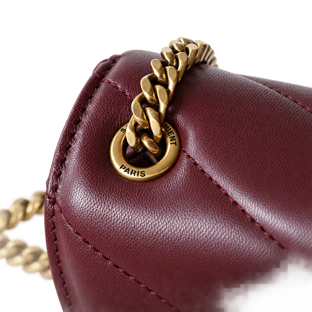 YSL Loulou Mini Chain Bag – Burgundy Quilted Leather