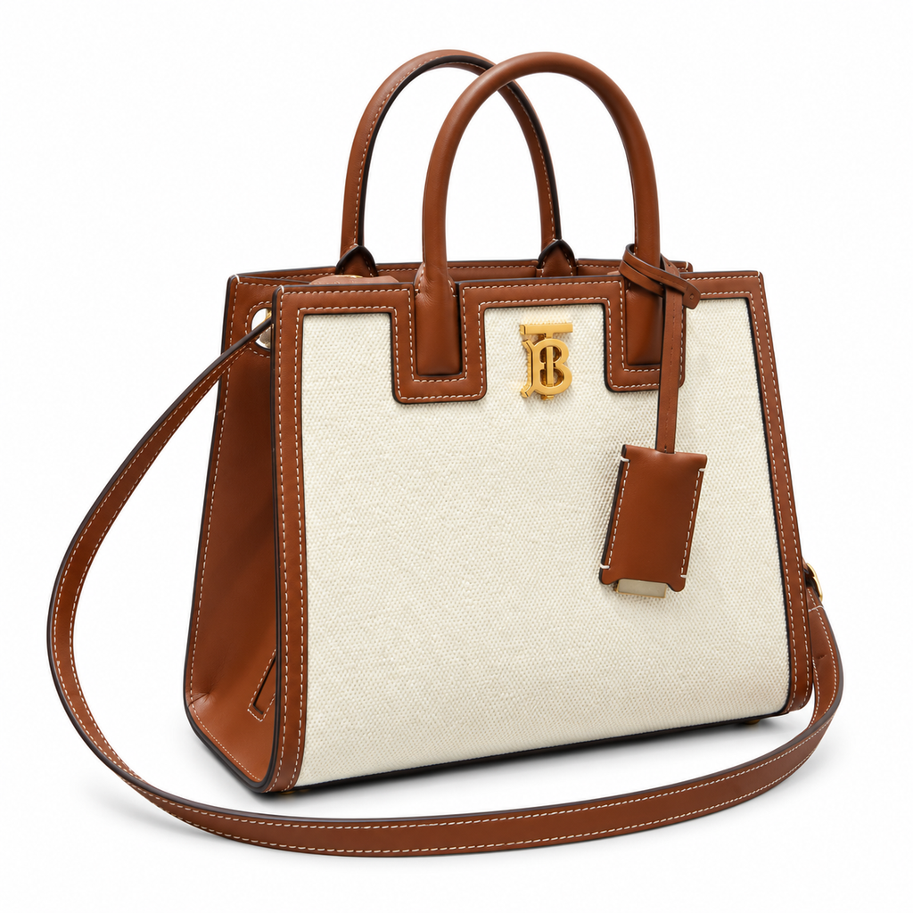 Burberry TB Monogram Cream & Brown Handbag