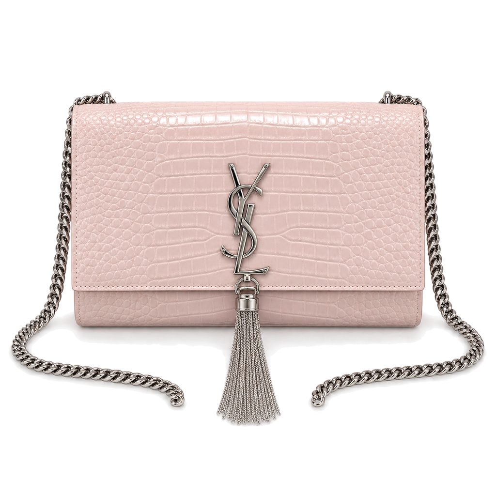 Saint Laurent Kate Medium Tassel Bag – Pink Croc