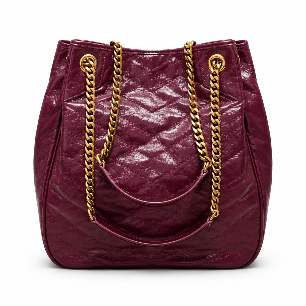 Balenciaga Crush Quilted Tote Bag in Bordeaux