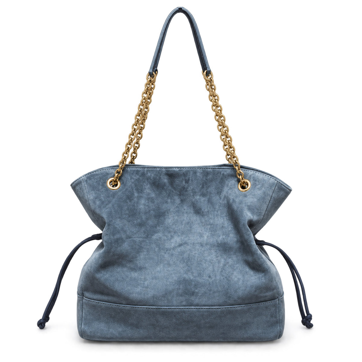 YSL Saint Laurent Jamie Tote Bag Blue Suede Gold Chain