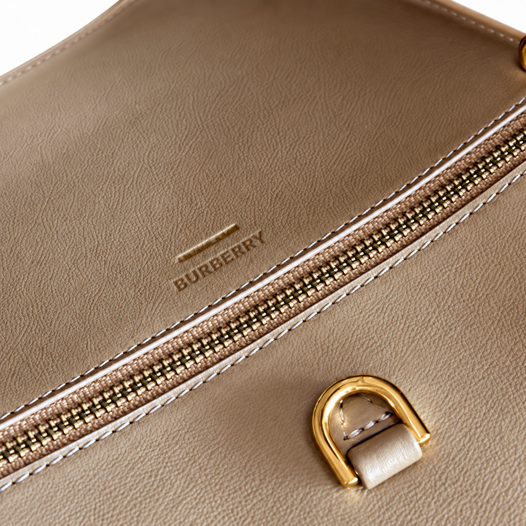 Burberry TB Monogram Camel Top Handle Bag