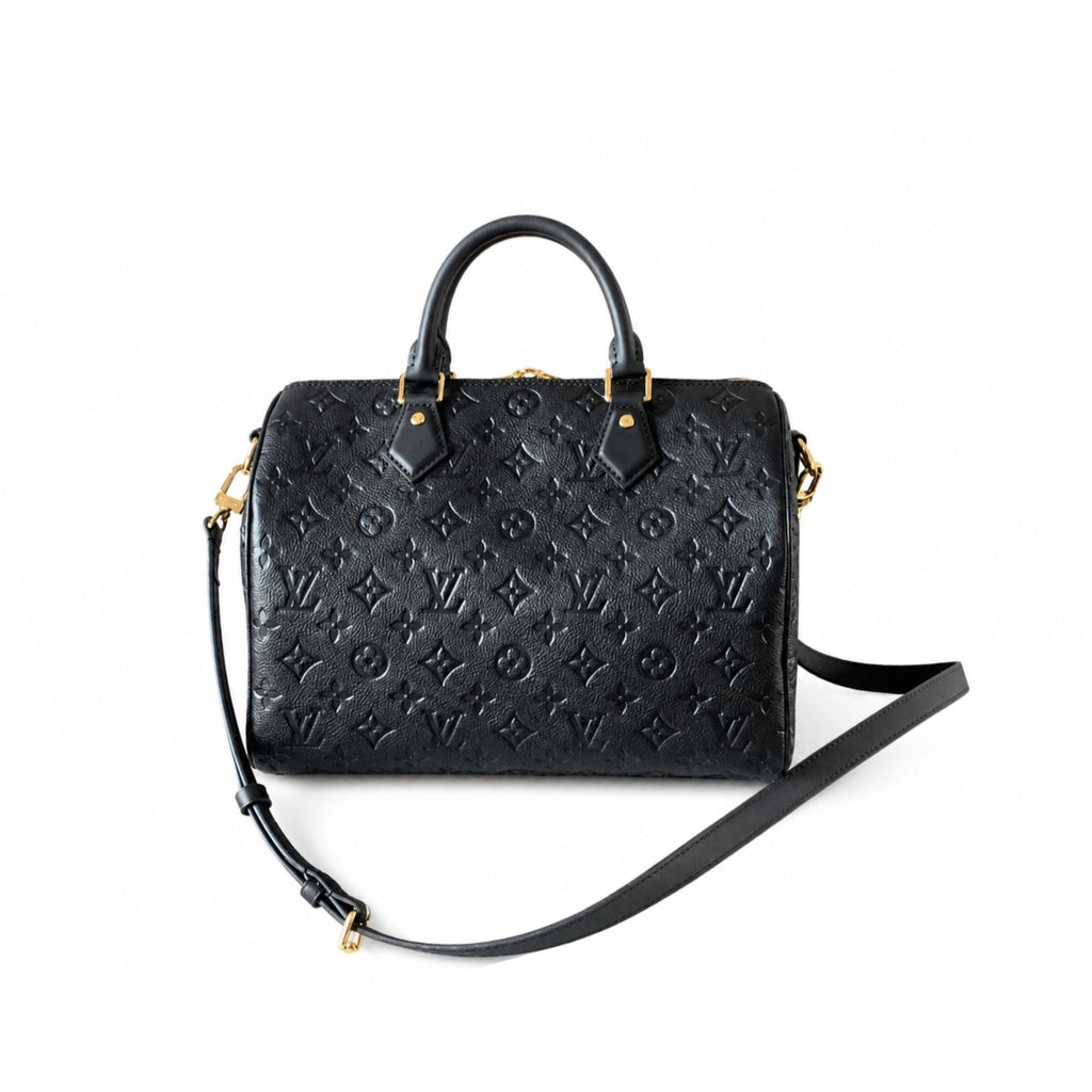 Louis Vuitton Speedy Bandouliere 25 Black Monogram Empreinte Leather with Gold Hardware