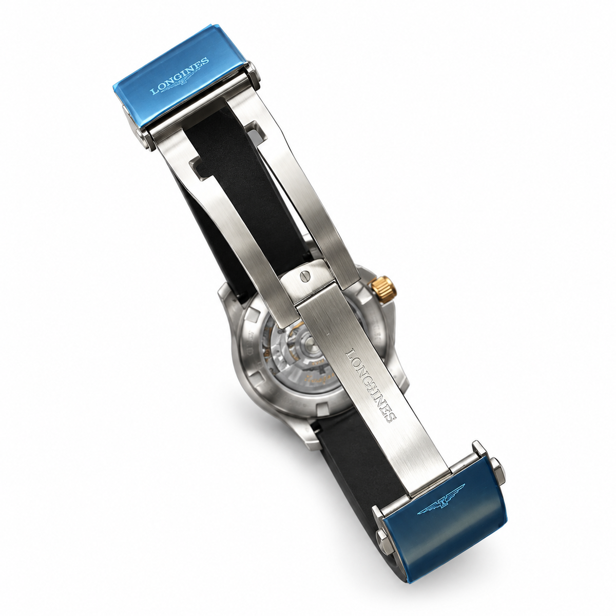 Longines HydroConquest – Black Dial Gold Bezel 300m Rubber Strap