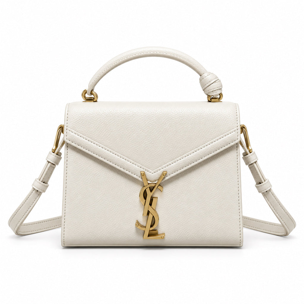 Saint Laurent Cassandra Mini – Cream Smooth Leather Gold