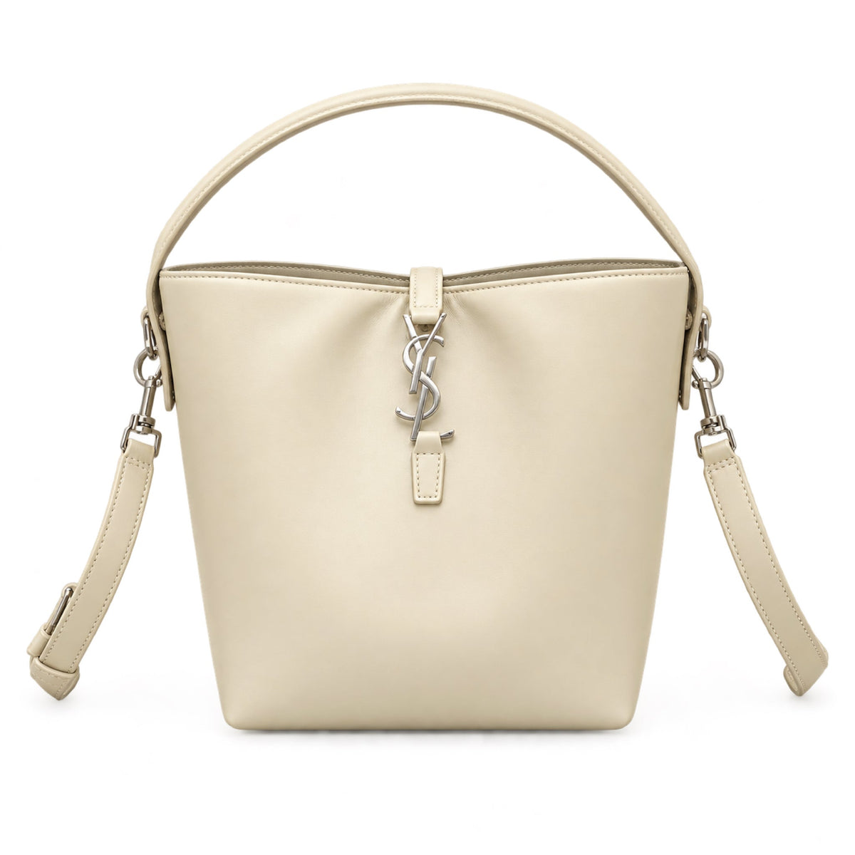 YSL Saint Laurent Le Petit Suzanne Bucket Bag in Cream Smooth Leather