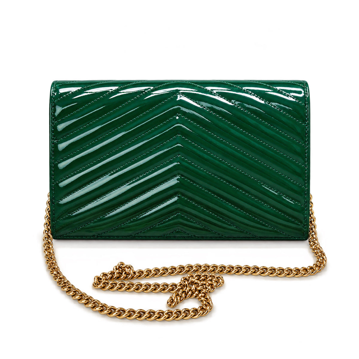 Saint Laurent Monogram Envelope Bag – Green Patent
