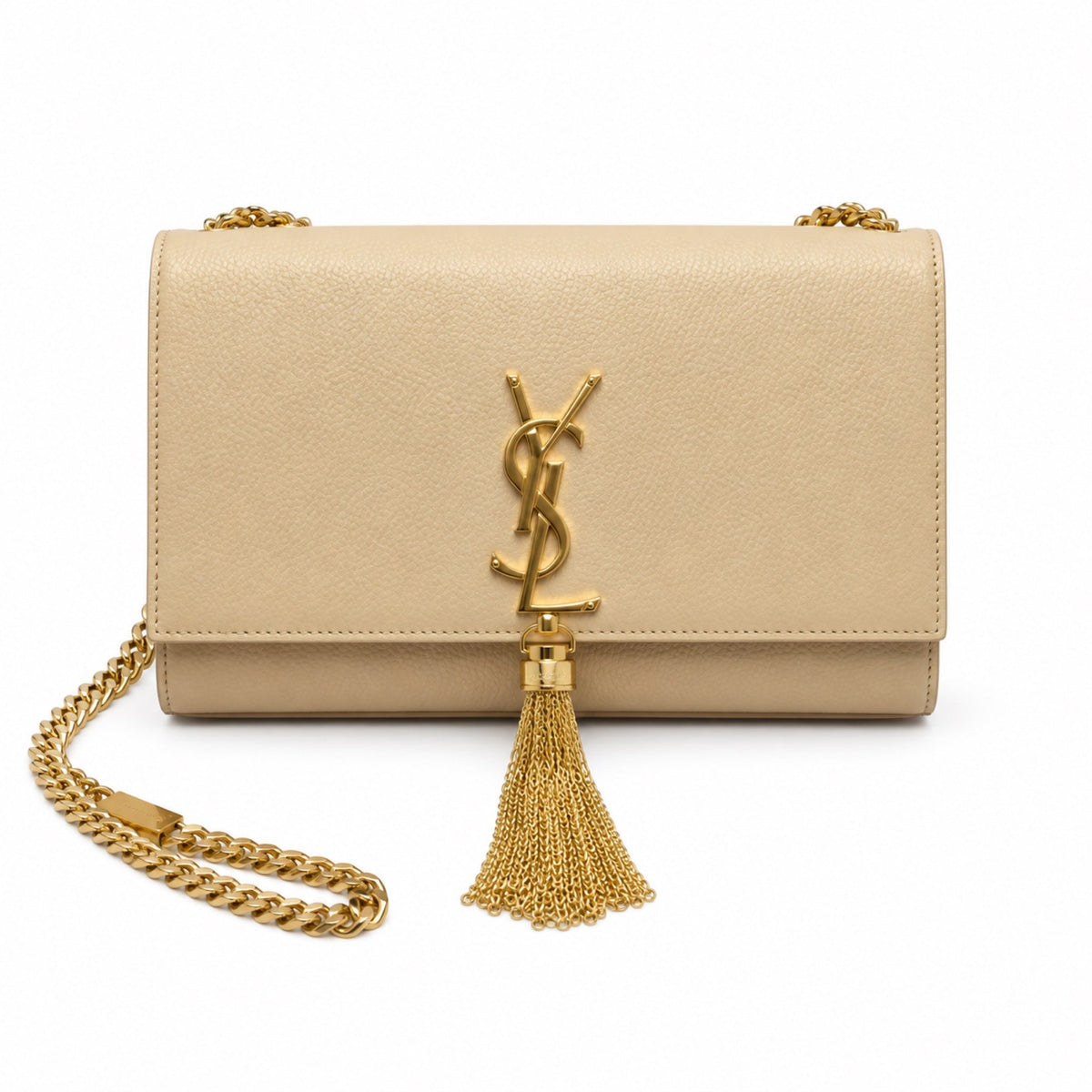 Saint Laurent YSL Kate Tassel Bag – Beige Smooth Leather Gold