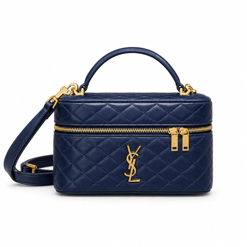 YSL Gaby Vanity Bag Navy Blue Quilted Lambskin Saint Laurent