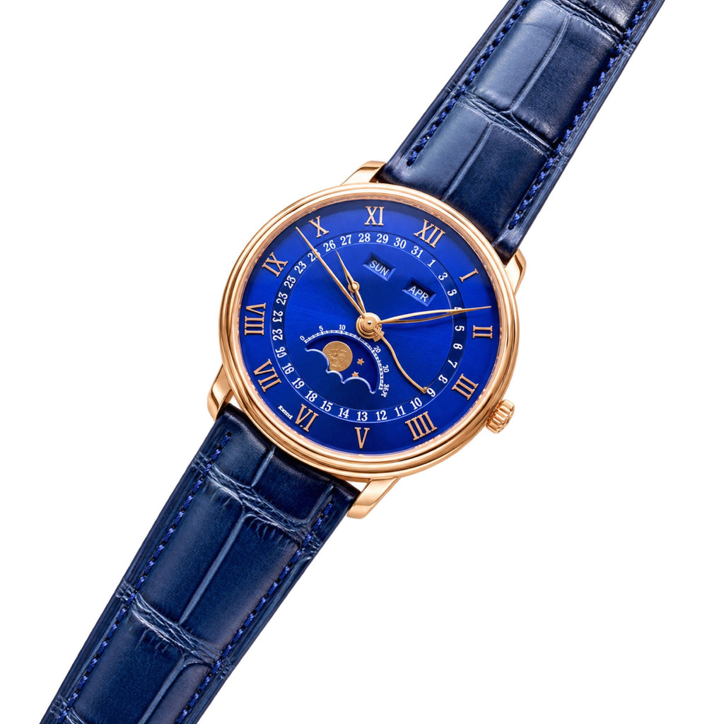 Blancpain Villeret Quantième Complet – Rose Gold Blue Enamel Dial Moonphase Calendar Swiss Automatic