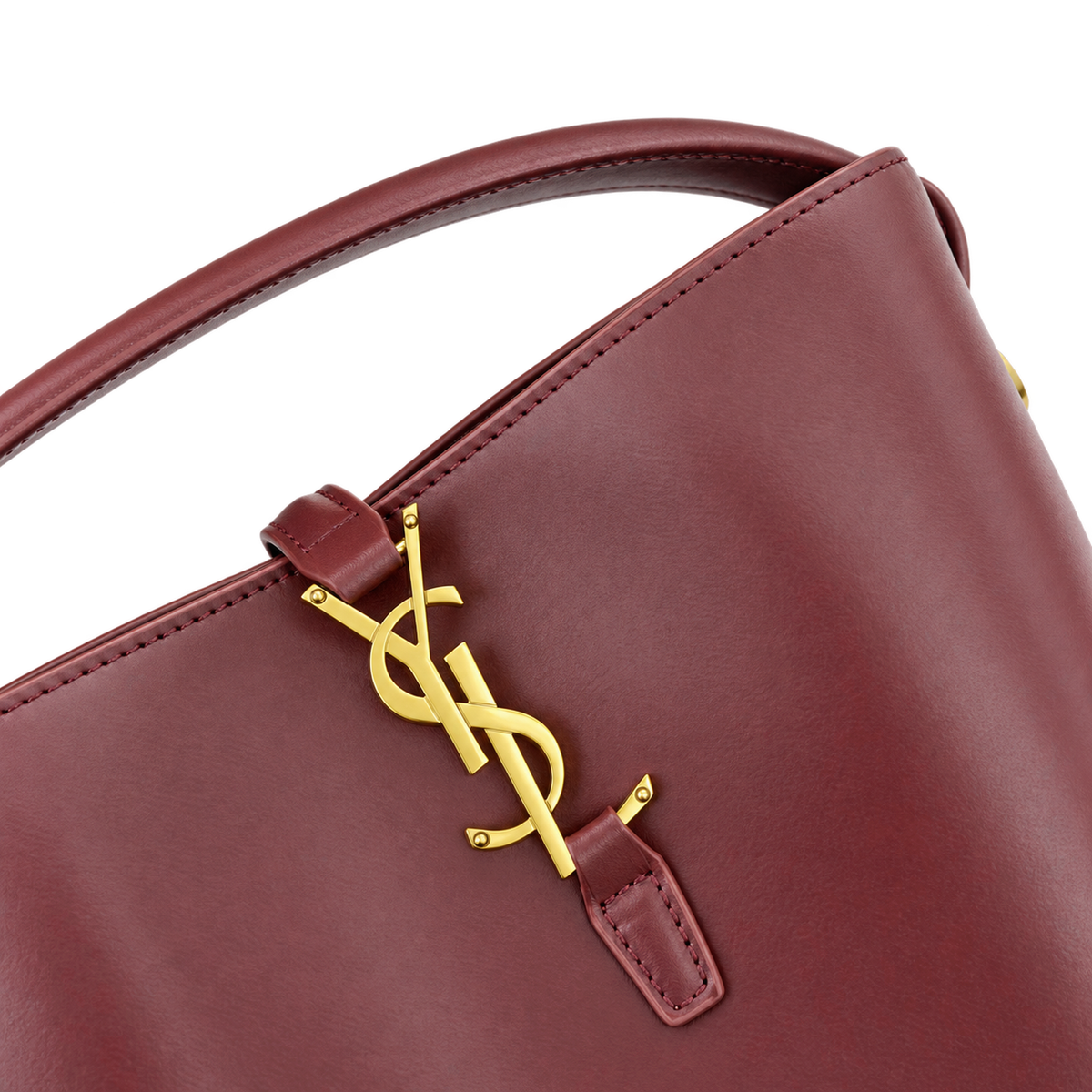 YSL Saint Laurent Le Petit Suzanne Bucket Bag in Burgundy Smooth Leather