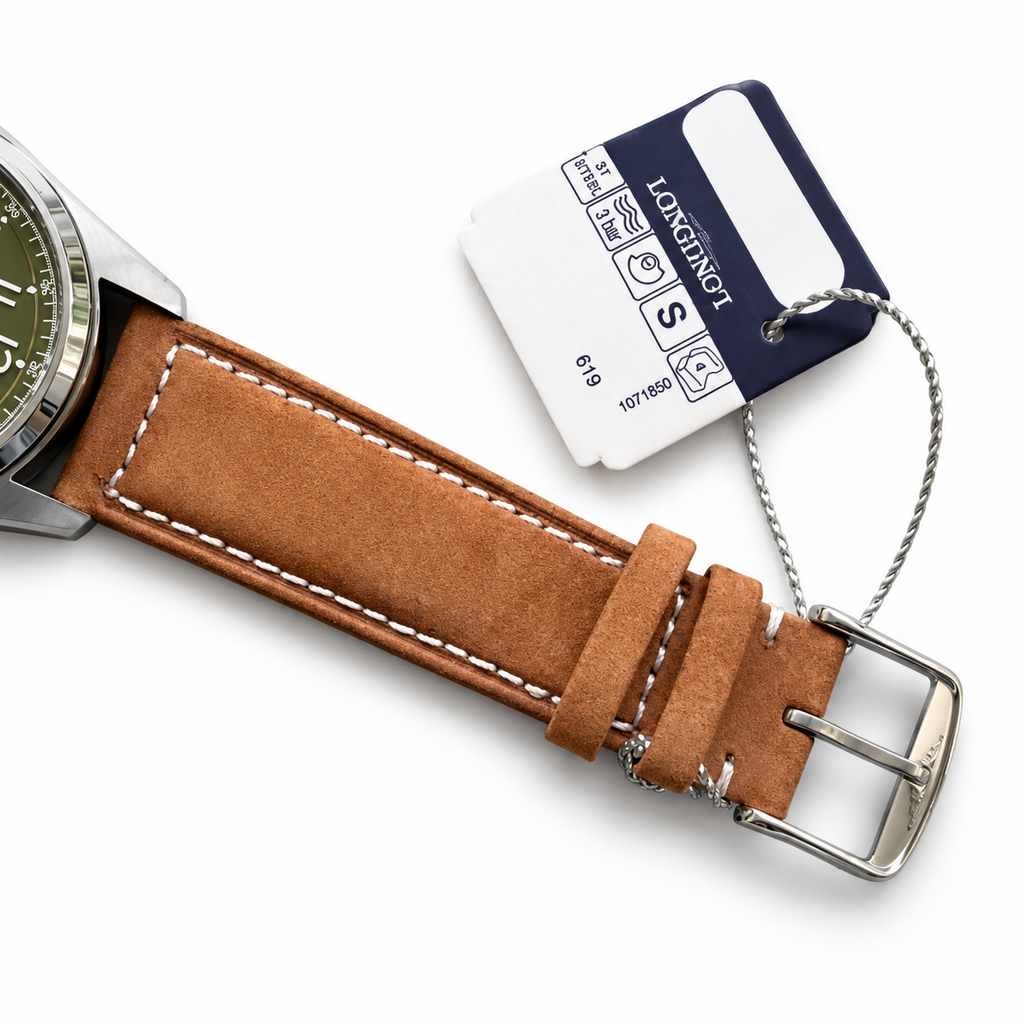Longines Spirit Automatic Chronometer Watch – Olive Green Dial & Tan Leather Strap