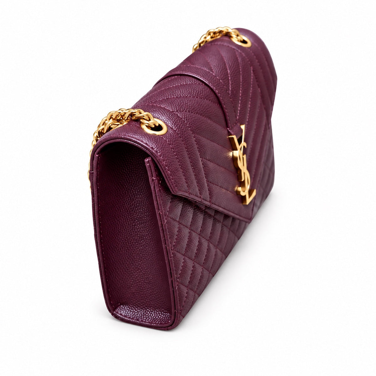 Saint Laurent YSL Envelope Medium – Plum Gold Chain