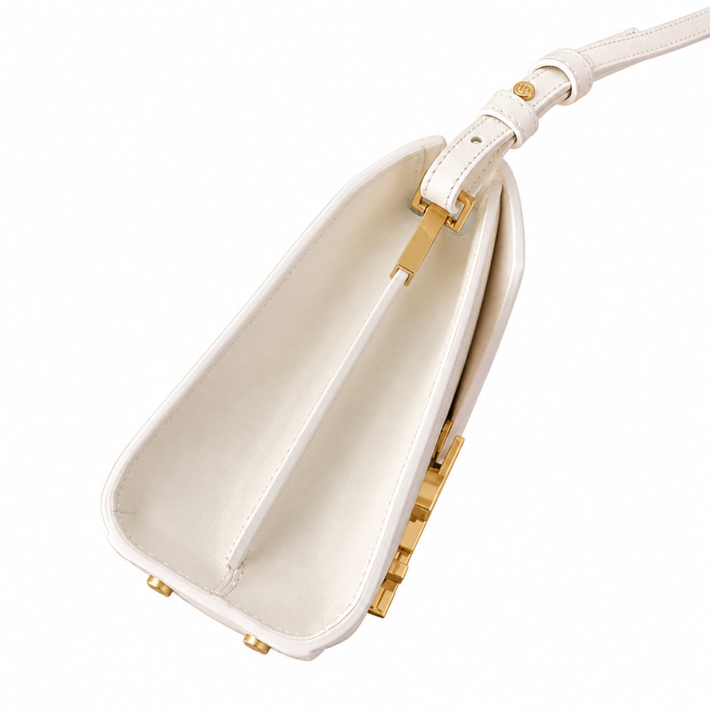 YSL Saint Laurent Cassandra Mini Top Handle Bag Ivory