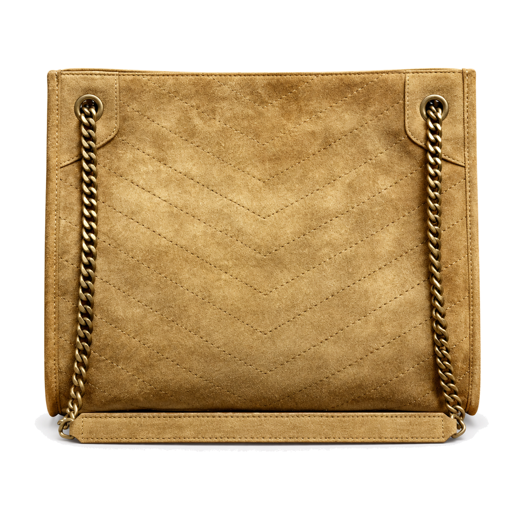 YSL Saint Laurent Nolita Quilted Suede Tote – Sand