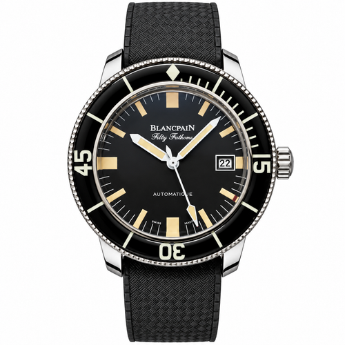 Blancpain Fifty Fathoms Barakuda Black Dial Vintage Rubber Diver Watch
