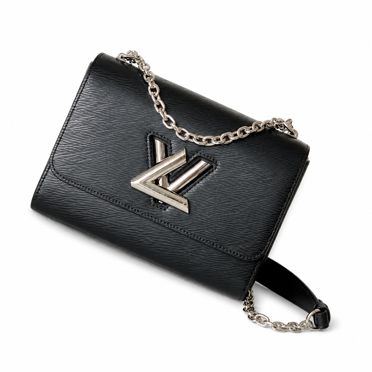 Louis Vuitton Twist MM – Black Epi Leather Silver Chain