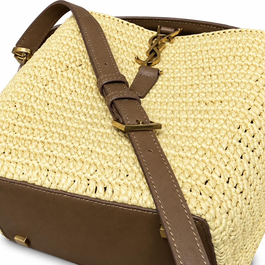 YSL Le 37 Bucket Bag – Natural Raffia & Tan Leather