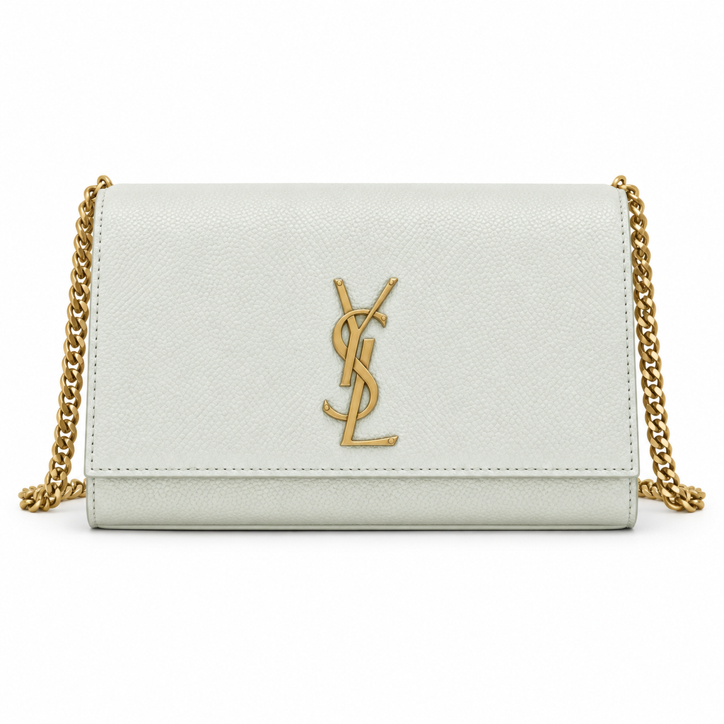Saint Laurent YSL Kate Chain Bag – White Gold