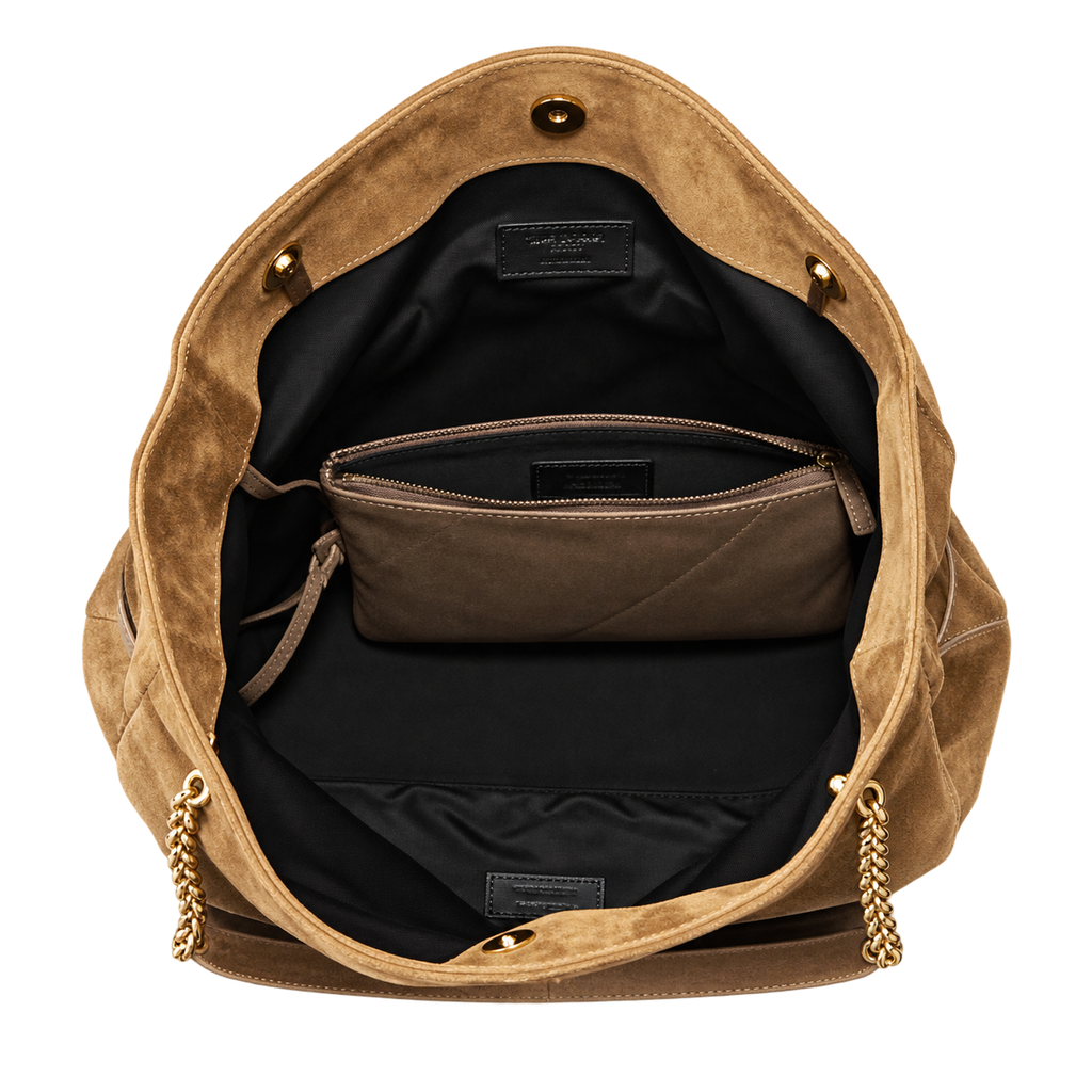 Saint Laurent YSL Juillet Tote Bag – Camel Suede Gold