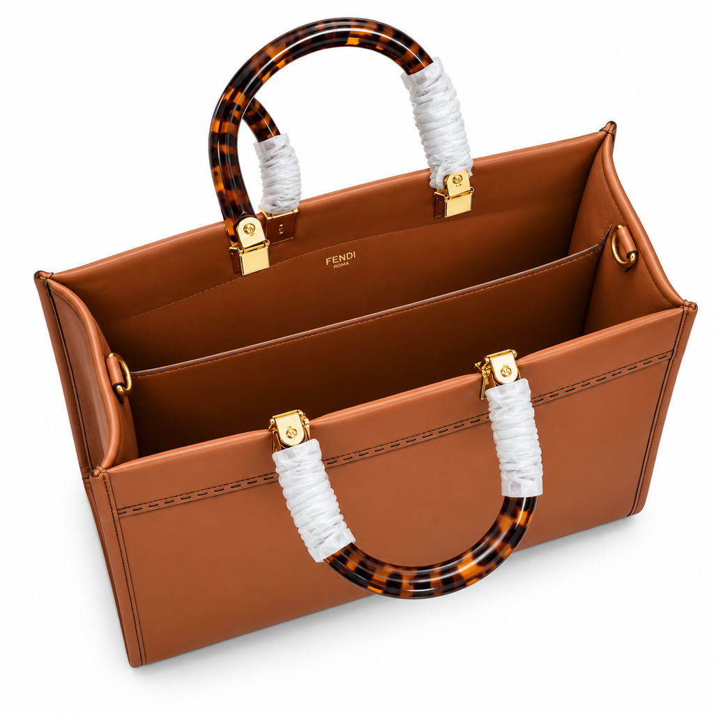 Fendi FF Logo Premium Leather Large Tote Bag 17x35x31cm