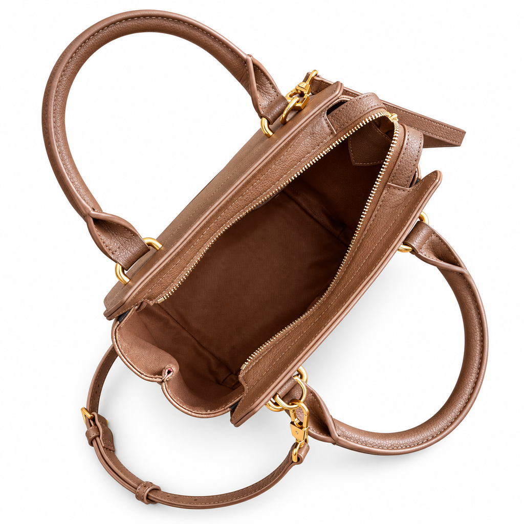 Burberry Tan Check-Panel Top Handle Crossbody