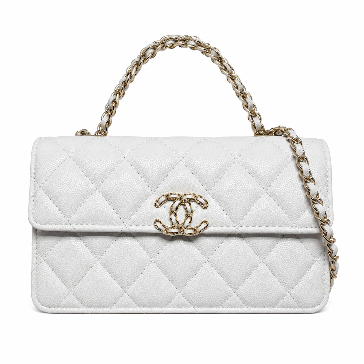 Chanel Quilted Leather Kisslock Flap Crossbody Bag