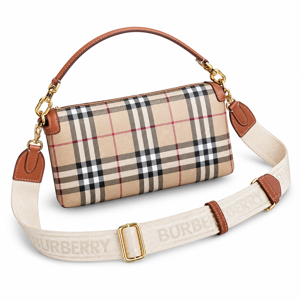 Burberry Heritage Check Tan-Trim Shoulder Bag