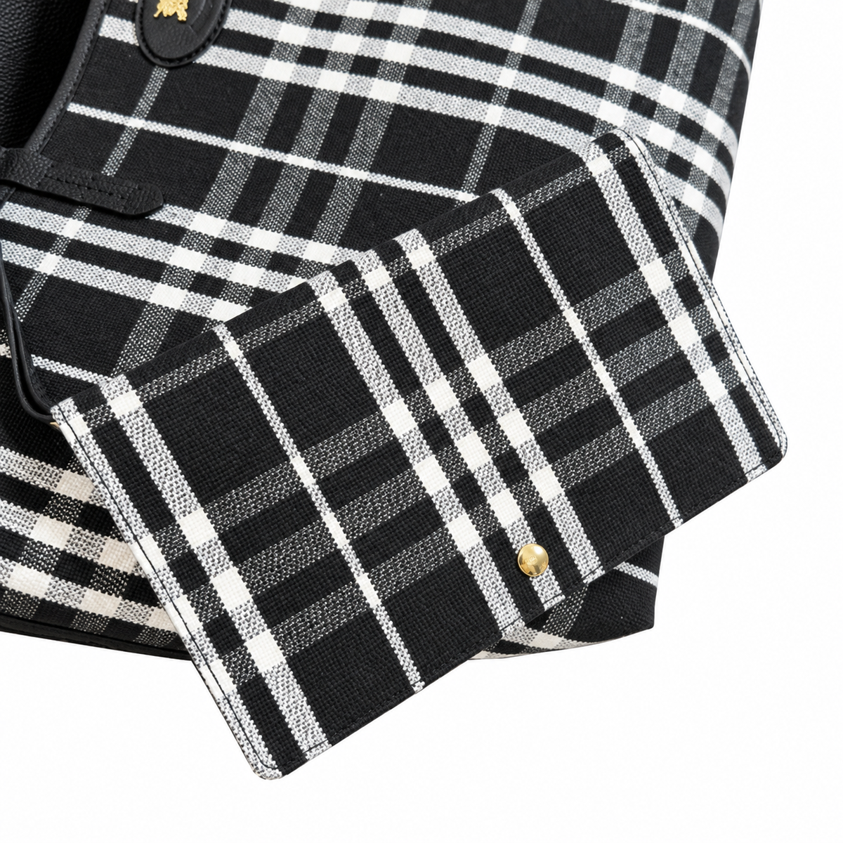 Burberry Monochrome Check Tote with Zip Pouch