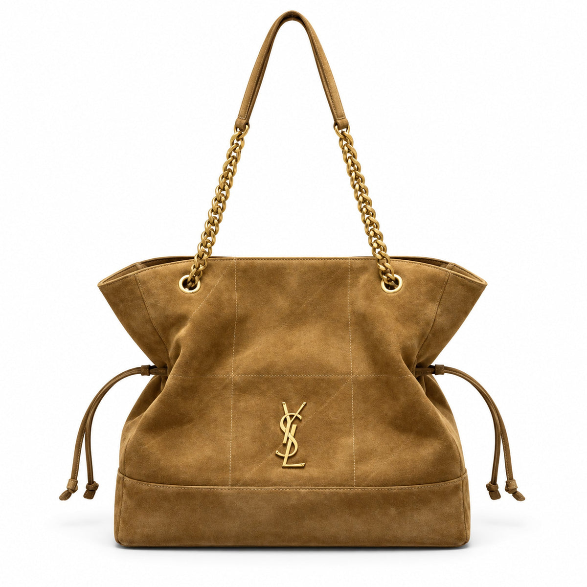 YSL Saint Laurent Jamie Tote Bag Camel Suede Gold Chain