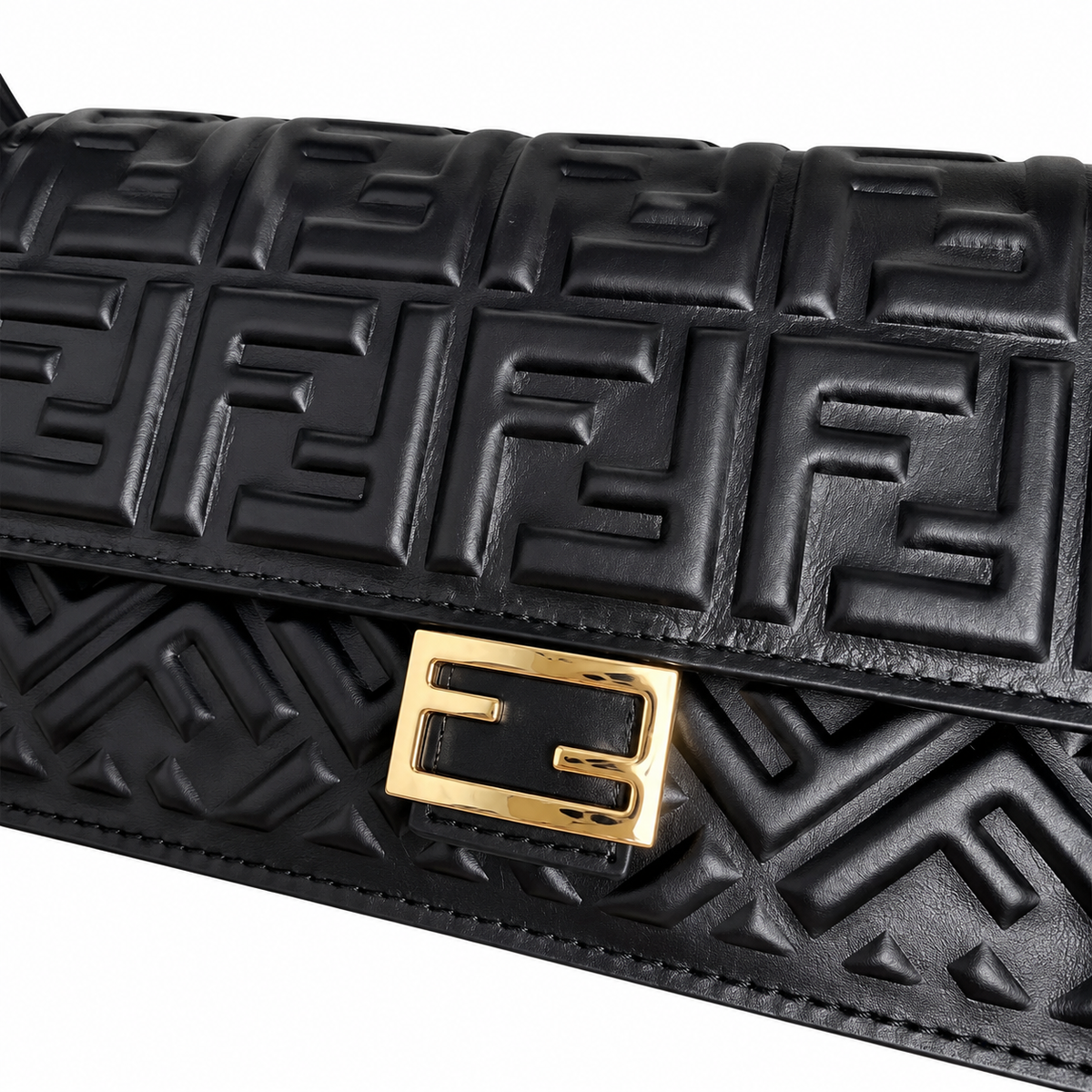 Fendi FF Small Shoulder Bag – Jacquard Canvas & Leather Trim, Flap Closure, 21cm