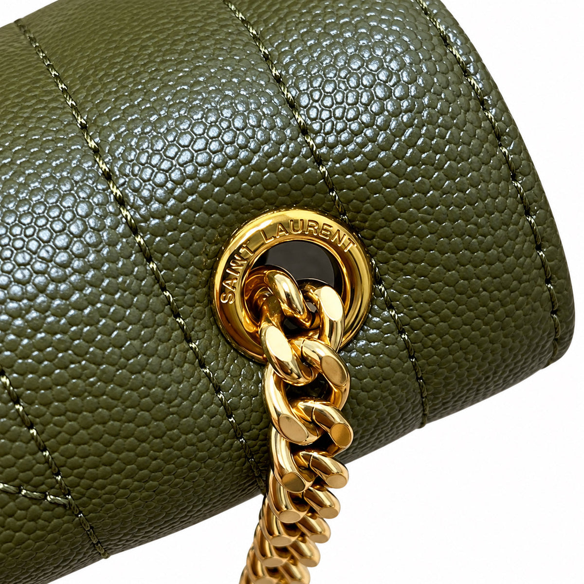 Saint Laurent YSL Envelope Small Bag – Olive Quilted Leather