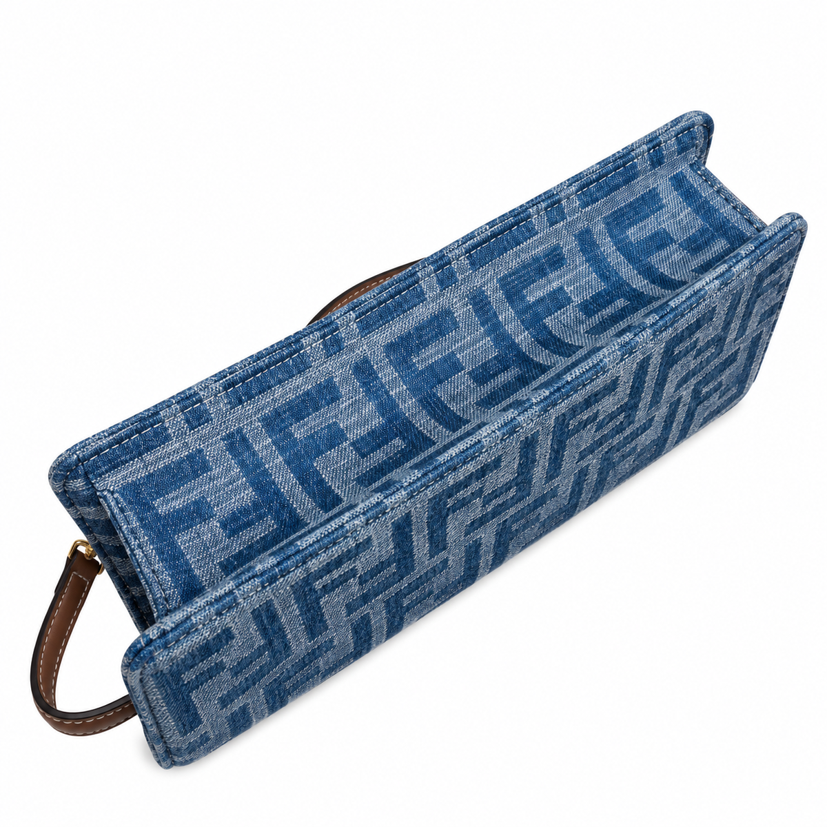 Fendi FF Slim Shoulder Bag – Jacquard Canvas & Leather Trim, Flap Closure, 21cm