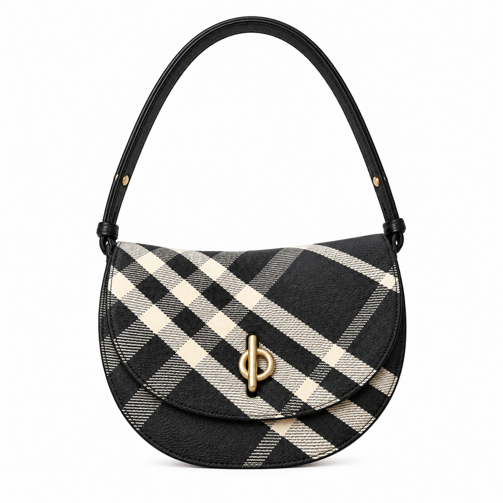 Burberry Heritage Check Saddle Shoulder Bag